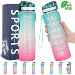ZOMAKE 32oz Motivational Water Bottle with Time Marker,Leakproof  Sports Water Bottle BPA Free,Fruit Water Bottle Sports 1 Liter