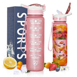 ZOMAKE 32oz Motivational Water Bottle with Time Marker,Leakproof  Sports Water Bottle BPA Free,Fruit Water Bottle Sports 1 Liter
