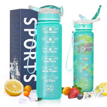 ZOMAKE 32oz Motivational Water Bottle with Time Marker,Leakproof  Sports Water Bottle BPA Free,Fruit Water Bottle Sports 1 Liter