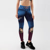 Fashion Tibetan Blue Captain Fight Push Up Workout Leggings Slim High Waist Jeggings Women Sexy Sportswear Leggings Workout