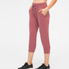 Women Crop Running Active Lounge Jogger Capris with Side pockets Naked Feeling Leggings Drawstring waist good quality