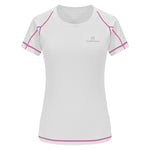 QUESHARK Women Quick Dry Short Sleeve Sports Running T Shirt Breathable Slim Tops Yoga T-shirts Tees Fitness Gym Workout Shirts