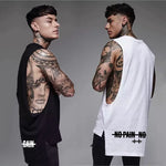 Cotton Gym Clothing Fitness Tank Tops Men Extend Cut Off Dropped Armholes Sports Vest Bodybuilding Workout Sleeveless Shirt
