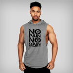 Brand Gyms Clothing Mens Bodybuilding Hooded Tank Top Cotton Sleeveless Vest Sweatshirt Fitness Workout Sportswear Tops Male