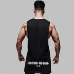 Cotton Gym Clothing Fitness Tank Tops Men Extend Cut Off Dropped Armholes Sports Vest Bodybuilding Workout Sleeveless Shirt
