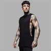 Cotton Gym Clothing Fitness Tank Tops Men Extend Cut Off Dropped Armholes Sports Vest Bodybuilding Workout Sleeveless Shirt